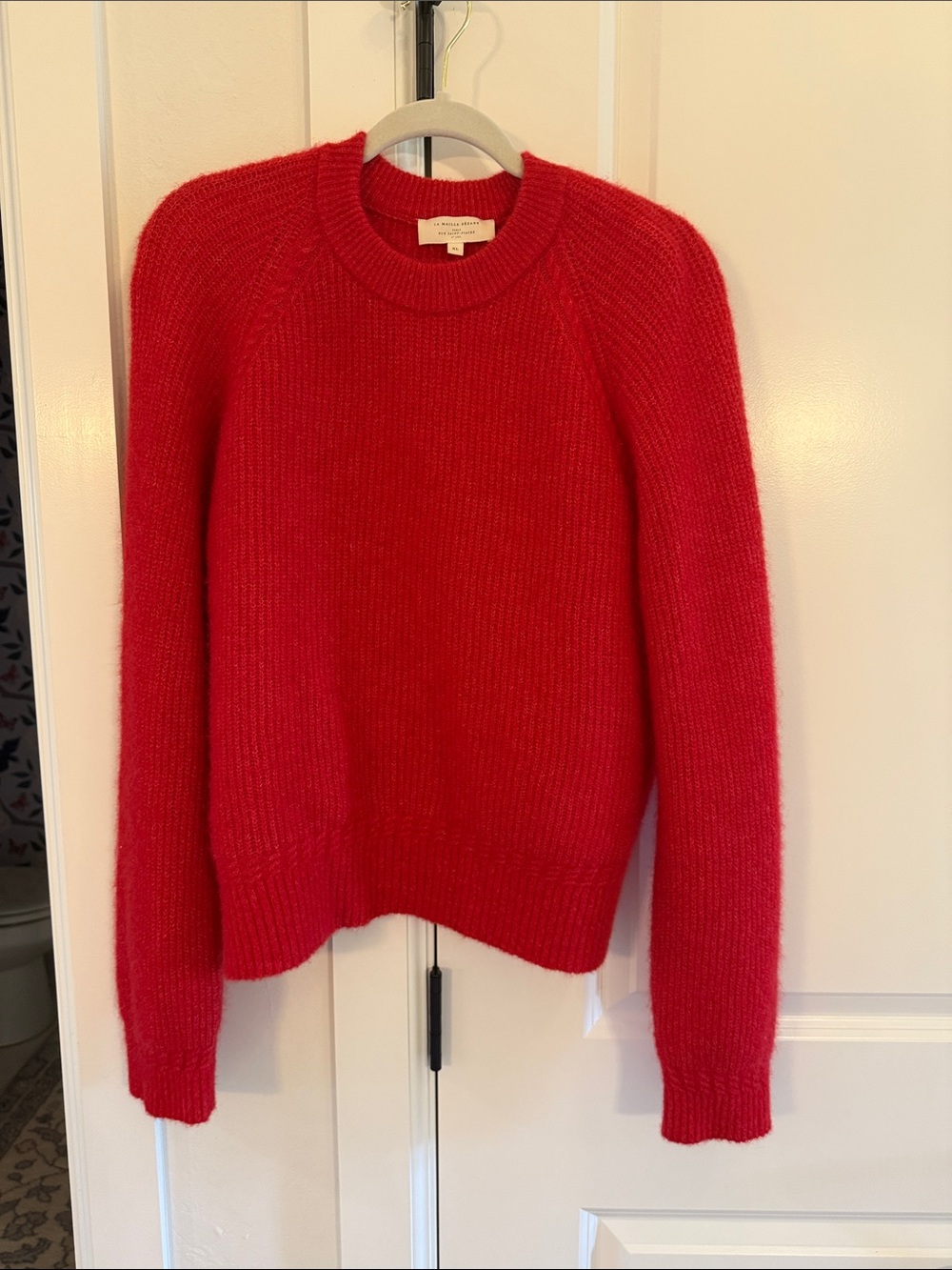 Sezane Bright Red Crewneck Sweater Baby Alpaca XL